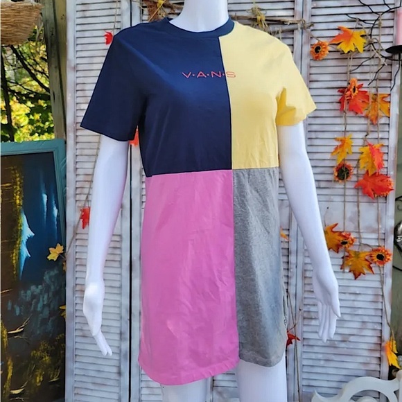 VANS Colour Block Cotton t-shirt dress/tunic - Picture 1 of 7